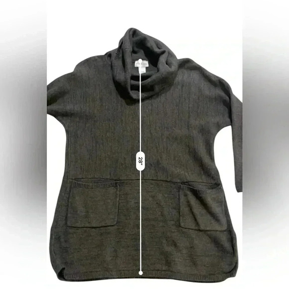 Soft Surroundings cowl neck tunic marled charcoal gray small patch pockets - Picture 7 of 12